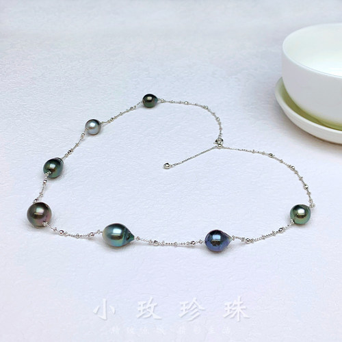 大溪地仙女满天星珍珠项链孔雀绿