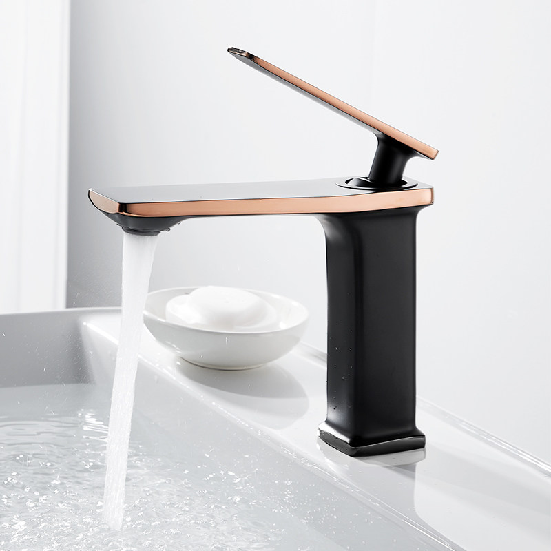 浴室柜水龙头黑色简约撞色龙头卫生间面盆家用洗脸洗手盆龙头北欧,家装主材,面盆龙头,淘宝优惠券,粉丝福利购,淘宝优惠卷