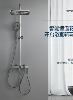 指针枪灰色恒温淋浴花洒套装隐藏式冷热调温增压喷枪淋雨沐浴喷头