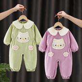 宝宝爬行防脏罩衣秋冬洋气连体哈衣儿童户外穿玩耍一体式 爬爬服