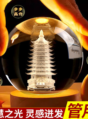 文昌塔水晶球音乐盒摆件逢考必过