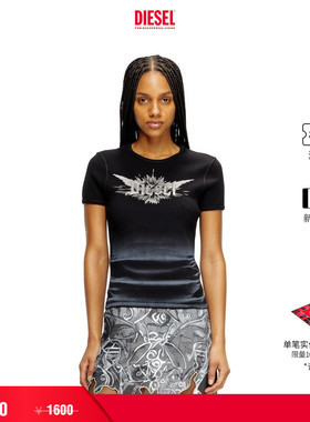 [折扣]DIESEL女士黑色印花短袖T恤A142310WFBM