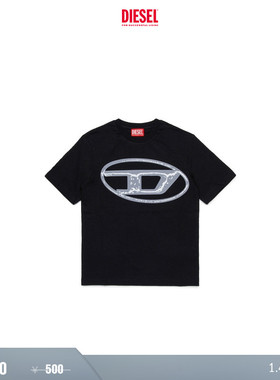 [折扣]DIESEL男童OVAL D黑色棕色绿色短袖T恤J02477KYAUN