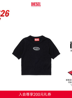 [新款]DIESEL女童26早春黑色OVAL D针织短袖J02654RLAXU