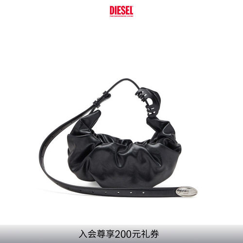 DIESEL女士黑色GRAB D小号单肩包可颂包X10479P8657