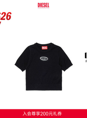 [新款]DIESEL女童26早春黑色OVAL D针织短袖J02654RLAXU