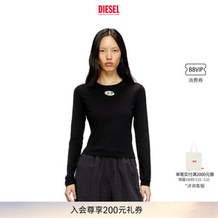 DIESEL女士OVAL T恤A194380CLBR D黑色白色长袖