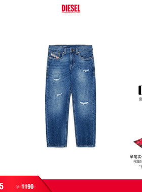[折扣]DIESEL男童深蓝色磨损设计牛仔裤J01934KXBN1