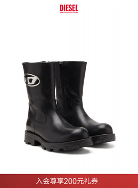 [礼物]DIESEL女士25秋冬OVAL D镂空D-HAMMER骑士皮靴Y03692P4471