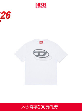[新款]DIESEL男童26早春白色OVAL D-LOGO短袖T恤J0260100YI9