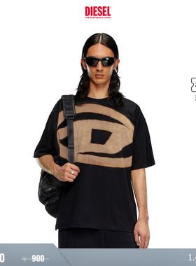 [折扣]DIESEL男女同款中性OVAL D黑色短袖T恤A148720QKAS
