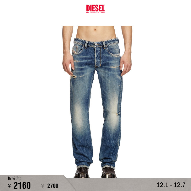 [折扣]DIESEL男士LARKEE做旧低腰合身直筒牛仔裤00C06Q007Y6