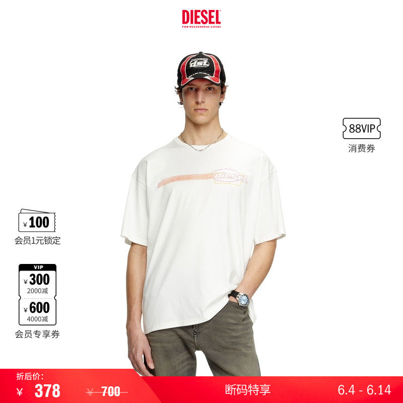 [折扣]DIESEL男女同款赛车系列通勤穿搭短袖T恤A166490QIAM