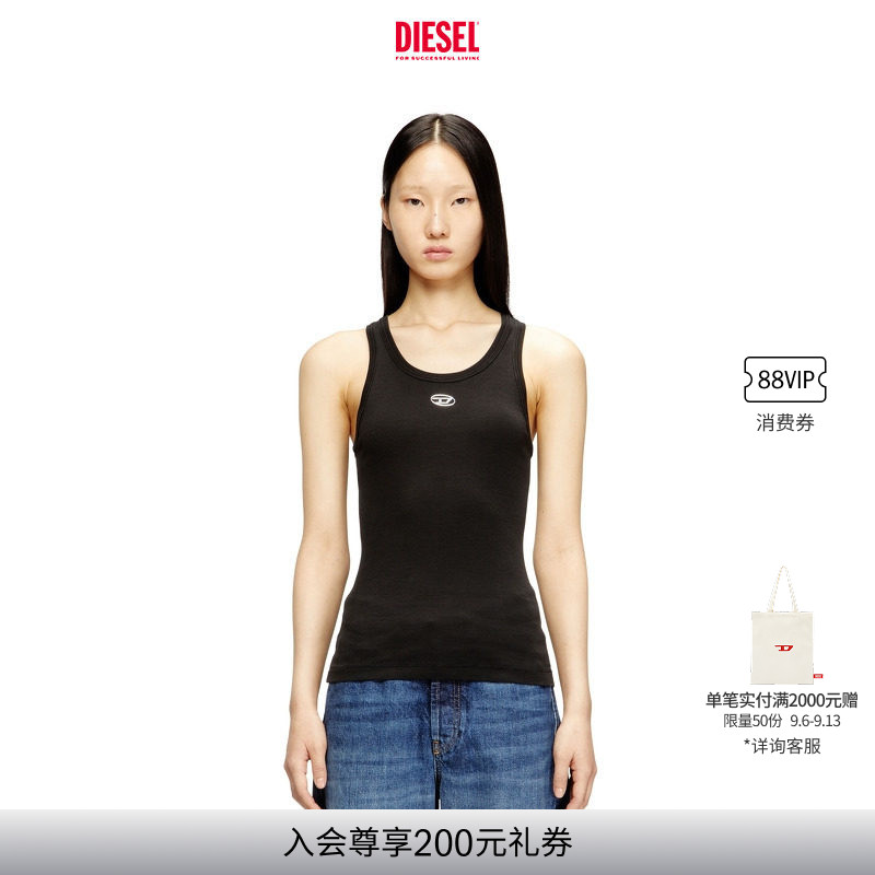 DIESEL女士OVAL D黑色白色简约背心上衣A199080JMBA图片