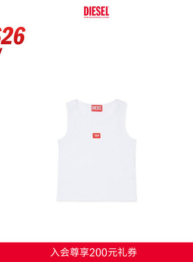 [新款]DIESEL女童26早春白色D LOGO无袖背心吊带T恤J02594KYAZY