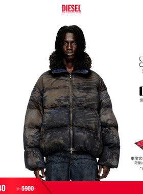 [折扣]DIESEL男士毛领做旧风格棉服外套A187570LKCX