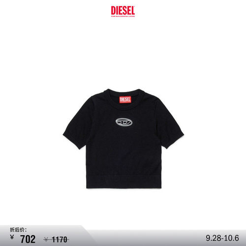 [折扣]DIESEL童装黑色OVAL D针织短袖J02654RLAXU