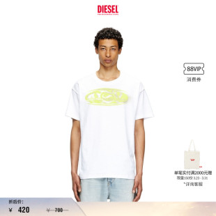 D白色圆领短袖 OVAL DIESEL男士 T恤A186600QKAP 折扣