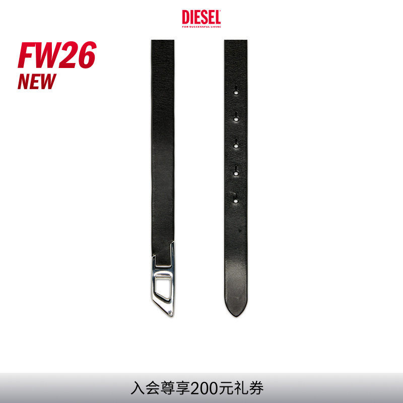 [新款]DIESEL女士26早秋D LOGO黑色皮带腰带X10863PR666图片