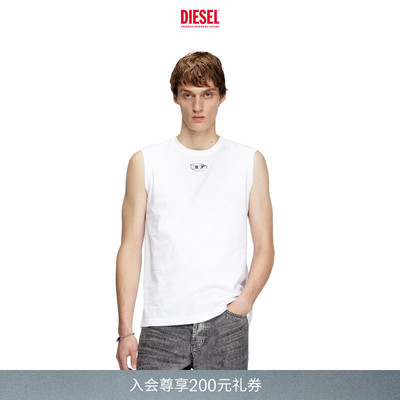 DIESEL男士OVAL D黑色白色简约休闲运动背心上衣A153720CLBR