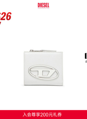 [新款]DIESEL女士26早春白色简约OVAL D拉链短款钱包X10387PR818