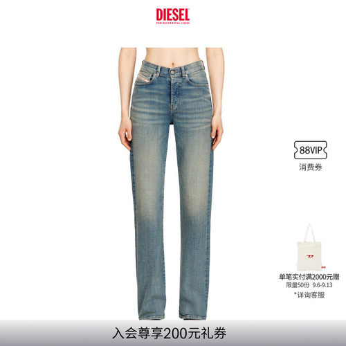 DIESEL女士D-SENT高腰合身直筒牛仔裤A1987109N32