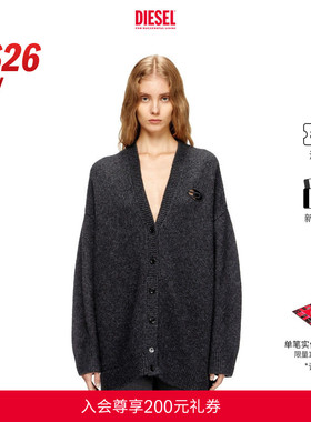 [新款]DIESEL女士26早春OVAL D黑灰色米色针织开衫A208330TKCZ