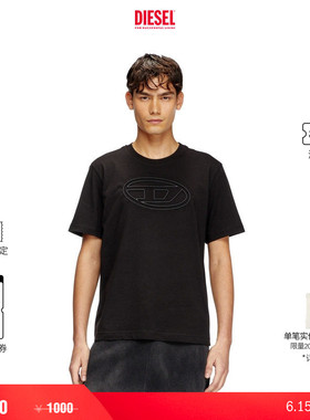 [折扣]DIESEL男士OVAL D黑色白色圆领短袖T恤A174020NJBM