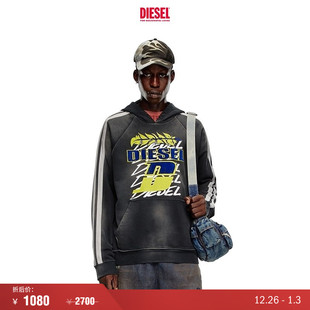 黑色运动连帽卫衣A148010NMAW DIESEL男士 折扣