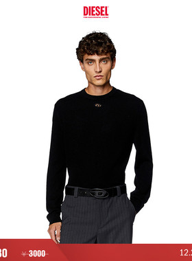 [折扣]DIESEL男士OVAL D套头长袖绵羊毛针织衫A124360GEAY