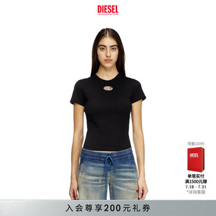 圓領短袖 T恤A168390CLBR D黑色白色修身 DIESEL女士OVAL
