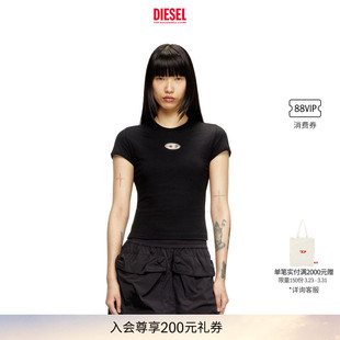 DIESEL女士OVAL T恤A168390CLBR D黑色白色圆领短袖