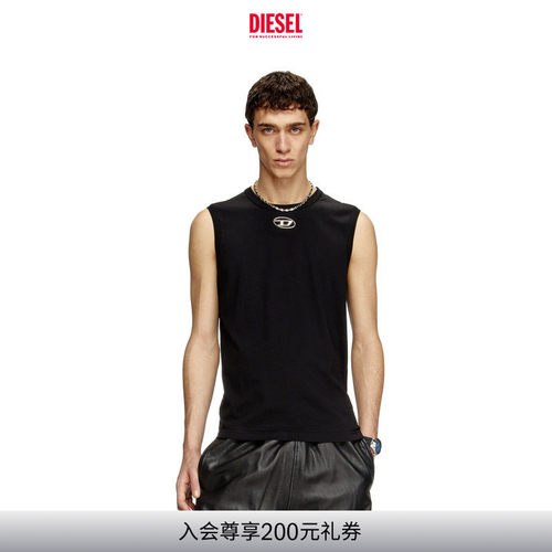 DIESEL男士OVAL D黑色白色简约休闲运动背心上衣A153720CLBR