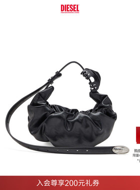 [礼物]DIESEL女士25秋冬黑色GRAB D小号单肩包可颂包X10479P8657