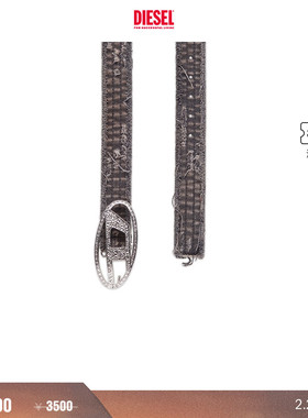 [礼物][折扣]DIESEL男女同款OVAL D黑色做旧牛仔腰带X09939PR163