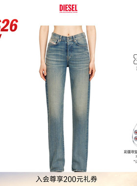 [新款]DIESEL女士26春夏D-SENT高腰合身直筒牛仔裤A1987109N32