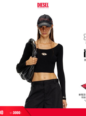 [折扣]DIESEL女士OVAL D黑色短款修身长袖针织衫A141890DLAX