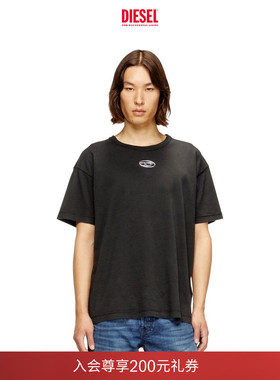 [经典]DIESEL男士OVAL D黑色通勤穿搭短袖T恤A202970JMBB