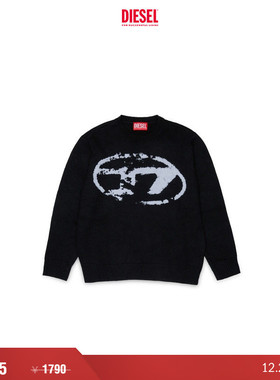 [折扣]DIESEL男童OVAL D黑色长袖针织衫J02429KYAYX