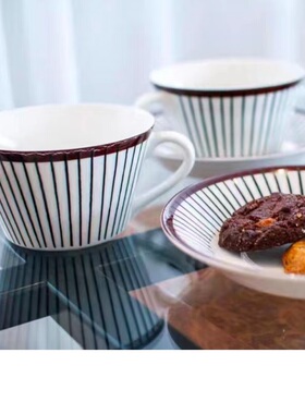 瑞典 Gustavsberg Ribb 巧克力条纹 咖啡杯茶杯碗碟