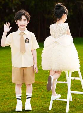 六一儿童合唱演出服小学生女童连衣裙蓬蓬裙夏幼儿园毕业表演服装