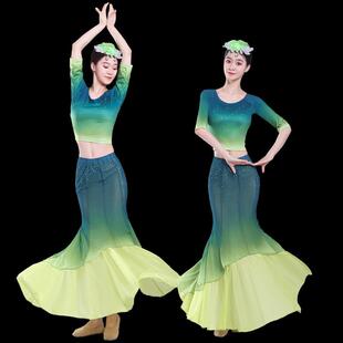 傣族舞蹈演出服艺考服装表演服女傣族孔雀舞蹈裙练功裙鱼尾半身裙