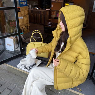 90白鸭绒排骨羽绒服女2025冬季新款巨好看的龟背短款连帽保暖外套