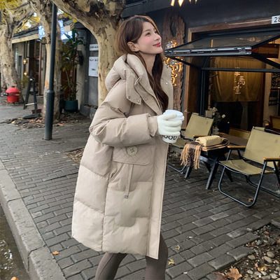 白鹅绒加厚小个子中长款羽绒服女
