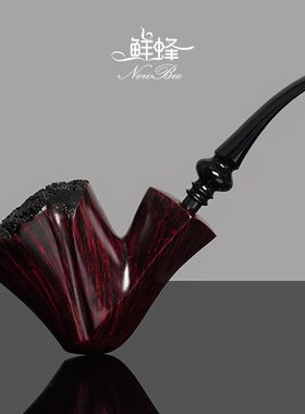 NewBee鲜蜂石楠木烟斗手工实木瘤皮火焰纹老式传统男士过滤烟斗具