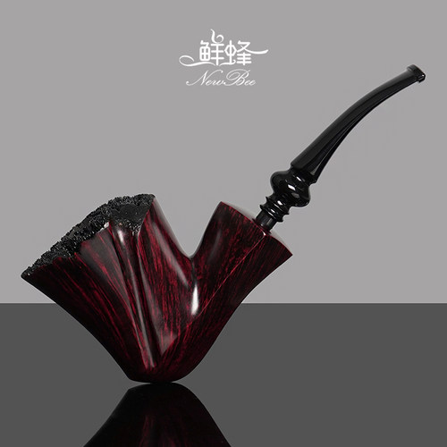 NewBee鲜蜂石楠木烟斗手工实木瘤皮火焰纹老式传统男士过滤烟斗具