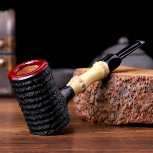 石楠木烟斗男士竹节锤子老式实木烟锅烟斗烟袋锅烟草烟杆烟嘴配件