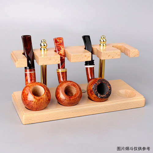 实木烟斗架 罗马式直排4位烟斗座男士收纳展示手工支架子专用配件