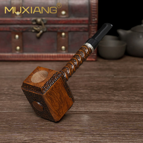 石楠木烟斗手工实木雷神之锤雕刻斗传统老式过滤专用男士烟具配件