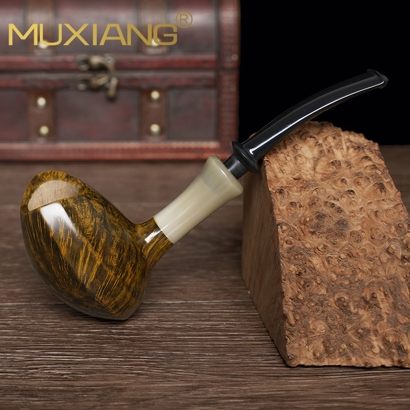男士石楠木烟斗手工自由式盾牌军插烟斗实木传统老式过滤专用烟具